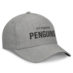 NHL Heather Gray Pittsburgh Penguins Fanatics Elements A-Frame Leather Strapback Hat