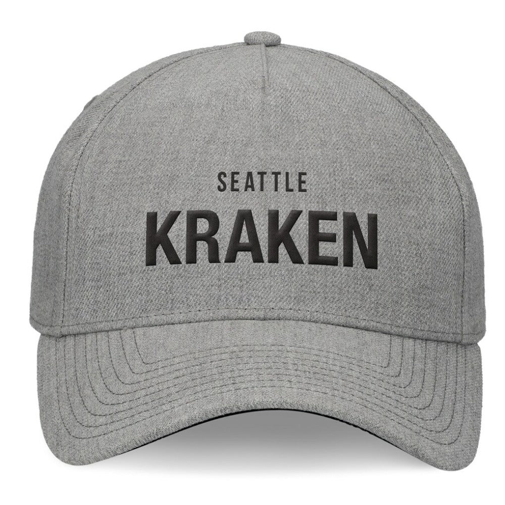 NHL Heather Gray Seattle Kraken Fanatics Elements A-Frame Leather Strapback Hat