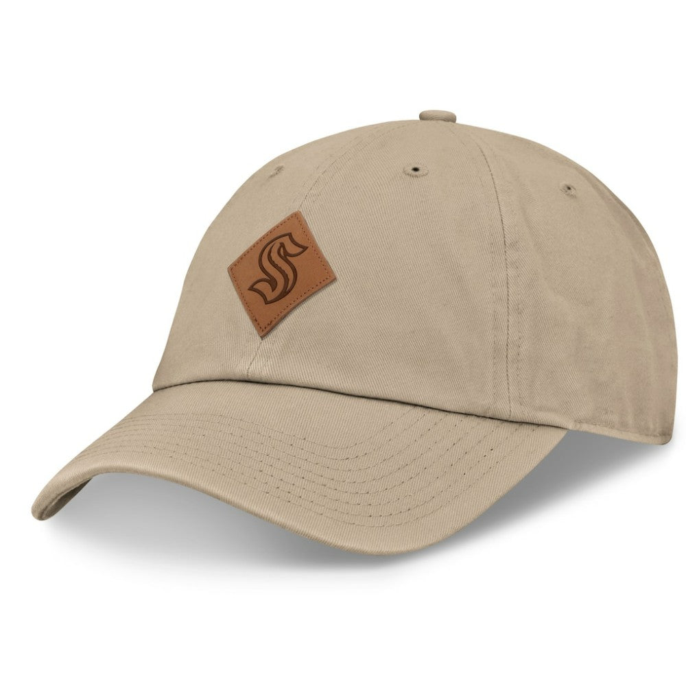 NHL Khaki Seattle Kraken Fanatics Elements Unstructured Patch Leather Strapback Hat