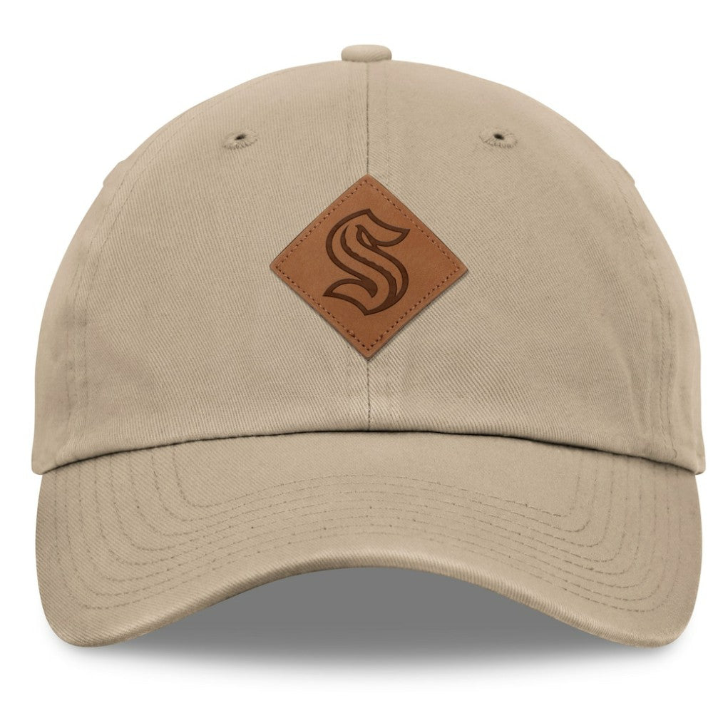 NHL Khaki Seattle Kraken Fanatics Elements Unstructured Patch Leather Strapback Hat