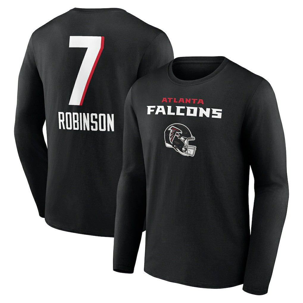 Bijan Robinson  Team Wordmark Name & Number Long Sleeve T-Shirt - Atlanta Falcons