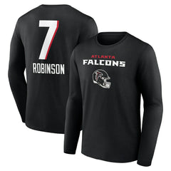 Bijan Robinson  Team Wordmark Name & Number Long Sleeve T-Shirt - Atlanta Falcons