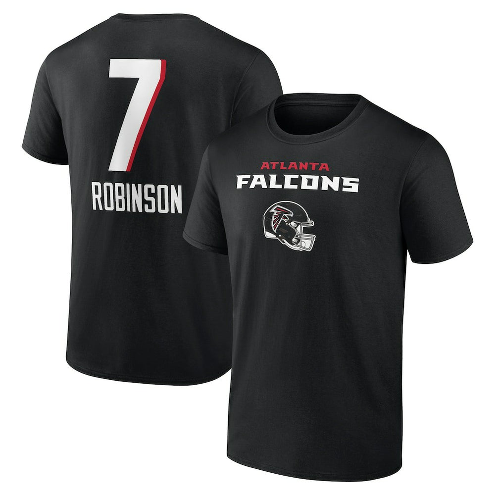 Bijan Robinson  Team Wordmark Name & Number T-Shirt - Atlanta Falcons