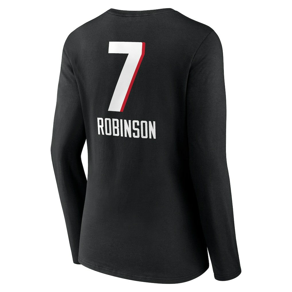 Bijan Robinson  Women's Team Wordmark Name & Number Long Sleeve V-Neck T-Shirt - Atlanta Falcons