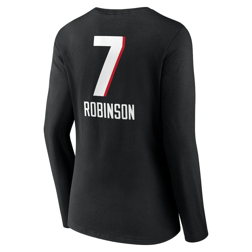 Bijan Robinson  Women's Team Wordmark Name & Number Long Sleeve V-Neck T-Shirt - Atlanta Falcons