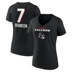 Bijan Robinson  Women's Team Wordmark Name & Number V-Neck T-Shirt - Atlanta Falcons