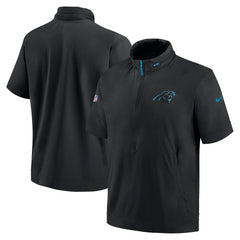 2024 Sideline Coach Short Sleeve Half-Zip Hoodie Jacket - Carolina Panthers