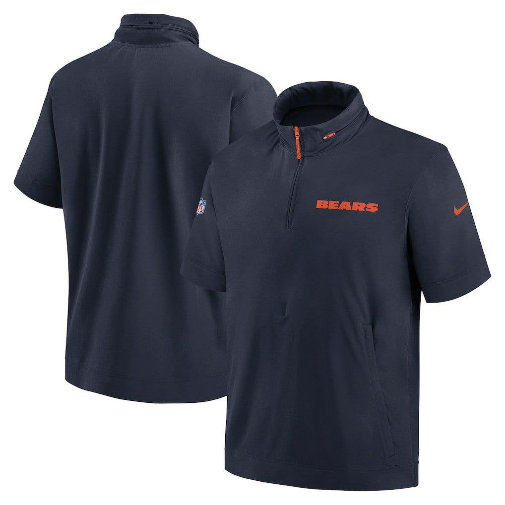 2024 Sideline Coach Short Sleeve Half-Zip Hoodie Jacket - Chicago Bears