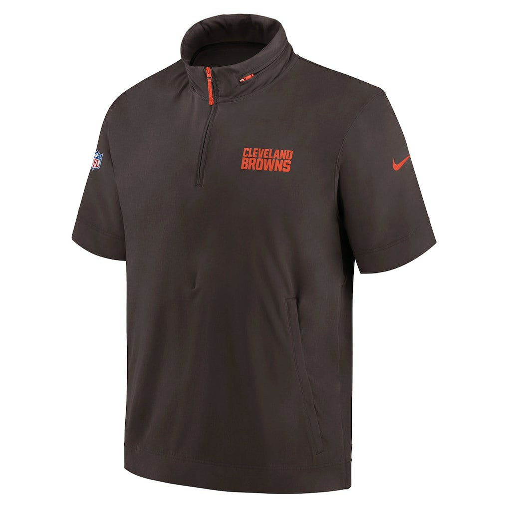 2024 Sideline Coach Short Sleeve Half-Zip Hoodie Jacket - Cleveland Browns