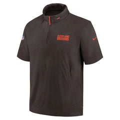 2024 Sideline Coach Short Sleeve Half-Zip Hoodie Jacket - Cleveland Browns