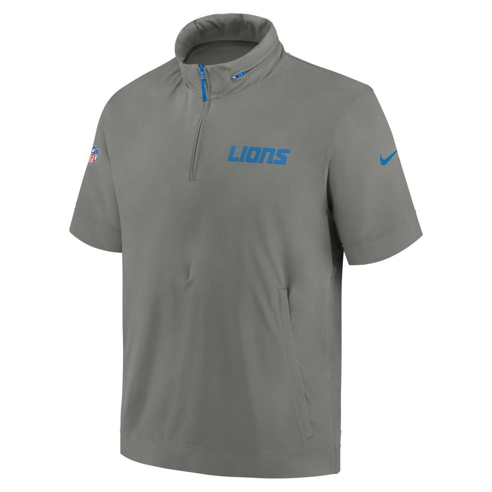 2024 Sideline Coach Short Sleeve Half-Zip Hoodie Jacket - Detroit Lions