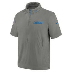 2024 Sideline Coach Short Sleeve Half-Zip Hoodie Jacket - Detroit Lions