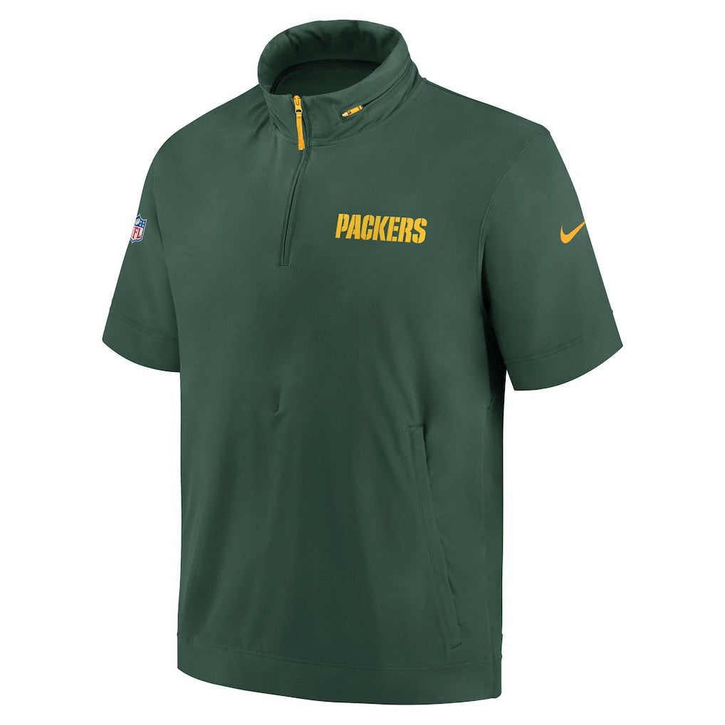 2024 Sideline Coach Short Sleeve Half-Zip Hoodie Jacket - Green Bay Packers