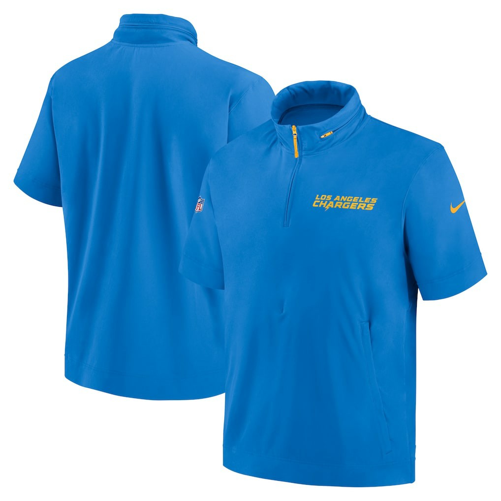 2024 Sideline Coach Short Sleeve Half-Zip Hoodie Jacket - Los Angeles Chargers