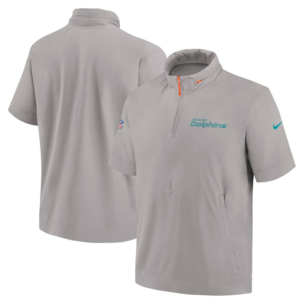 2024 Sideline Coach Short Sleeve Half-Zip Hoodie Jacket - Miami Dolphins