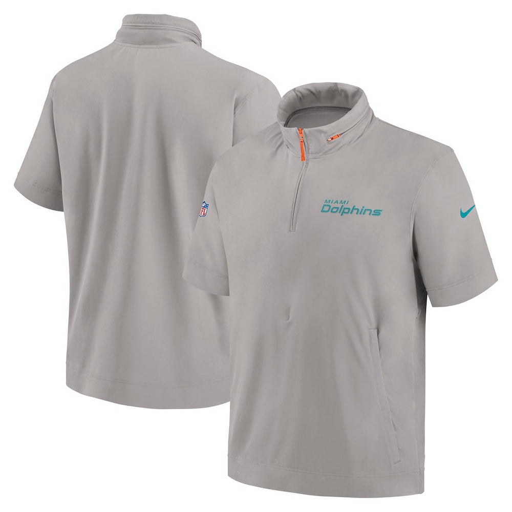 2024 Sideline Coach Short Sleeve Half-Zip Hoodie Jacket - Miami Dolphins