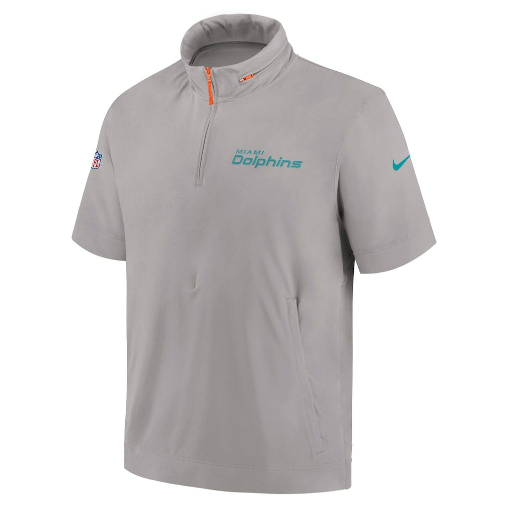 2024 Sideline Coach Short Sleeve Half-Zip Hoodie Jacket - Miami Dolphins
