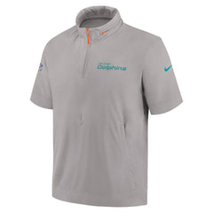 2024 Sideline Coach Short Sleeve Half-Zip Hoodie Jacket - Miami Dolphins