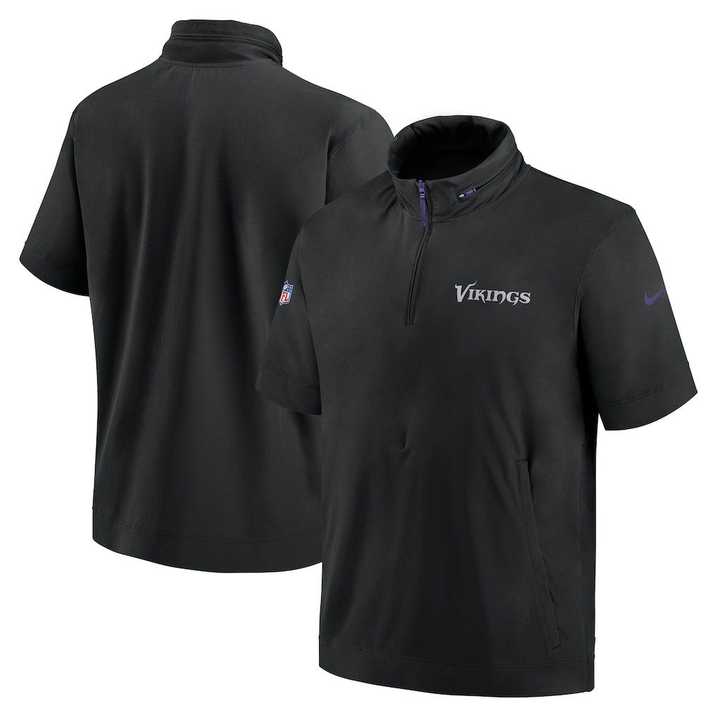 2024 Sideline Coach Short Sleeve Half-Zip Hoodie Jacket - Minnesota Vikings