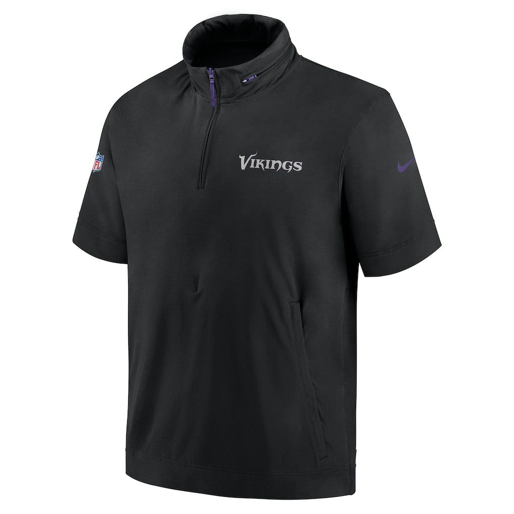 2024 Sideline Coach Short Sleeve Half-Zip Hoodie Jacket - Minnesota Vikings