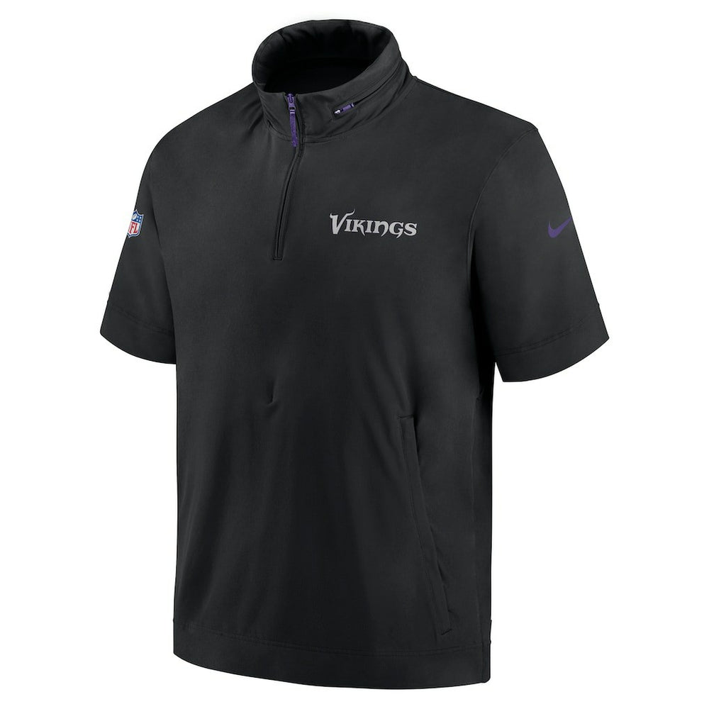2024 Sideline Coach Short Sleeve Half-Zip Hoodie Jacket - Minnesota Vikings