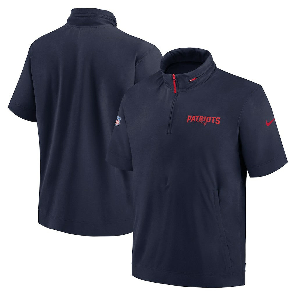 2024 Sideline Coach Short Sleeve Half-Zip Hoodie Jacket - New England Patriots
