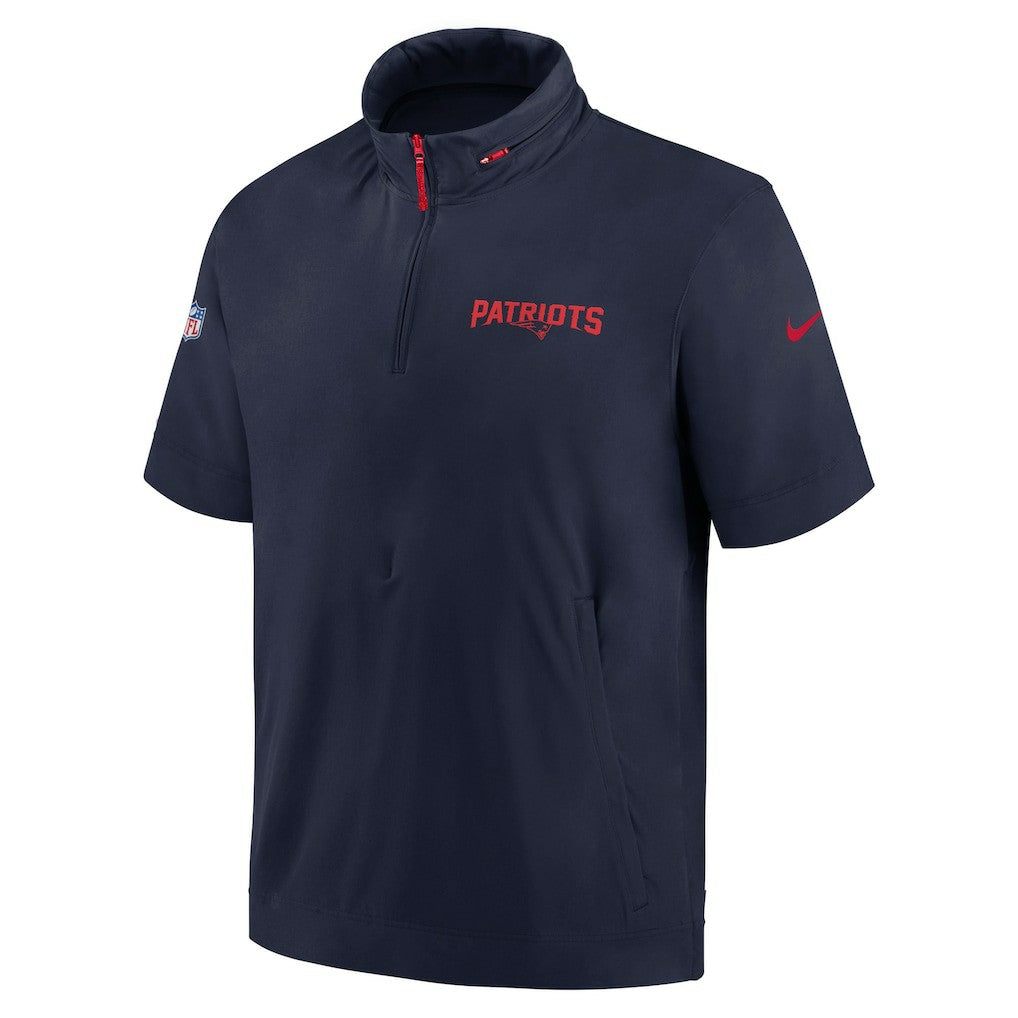 2024 Sideline Coach Short Sleeve Half-Zip Hoodie Jacket - New England Patriots