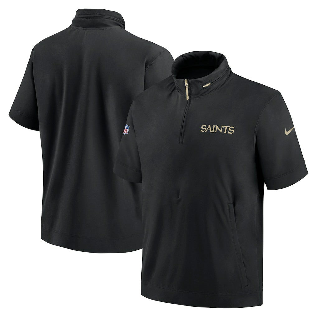 2024 Sideline Coach Short Sleeve Half-Zip Hoodie Jacket - New Orleans Saints