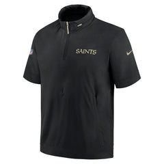 2024 Sideline Coach Short Sleeve Half-Zip Hoodie Jacket - New Orleans Saints