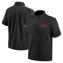 2024 Sideline Coach Short Sleeve Half-Zip Hoodie Jacket - San Francisco 49ers
