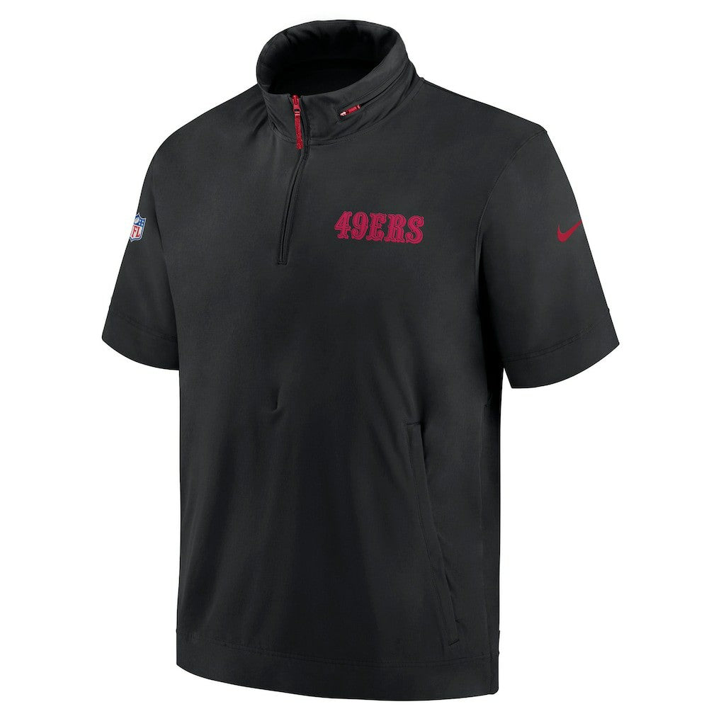 2024 Sideline Coach Short Sleeve Half-Zip Hoodie Jacket - San Francisco 49ers