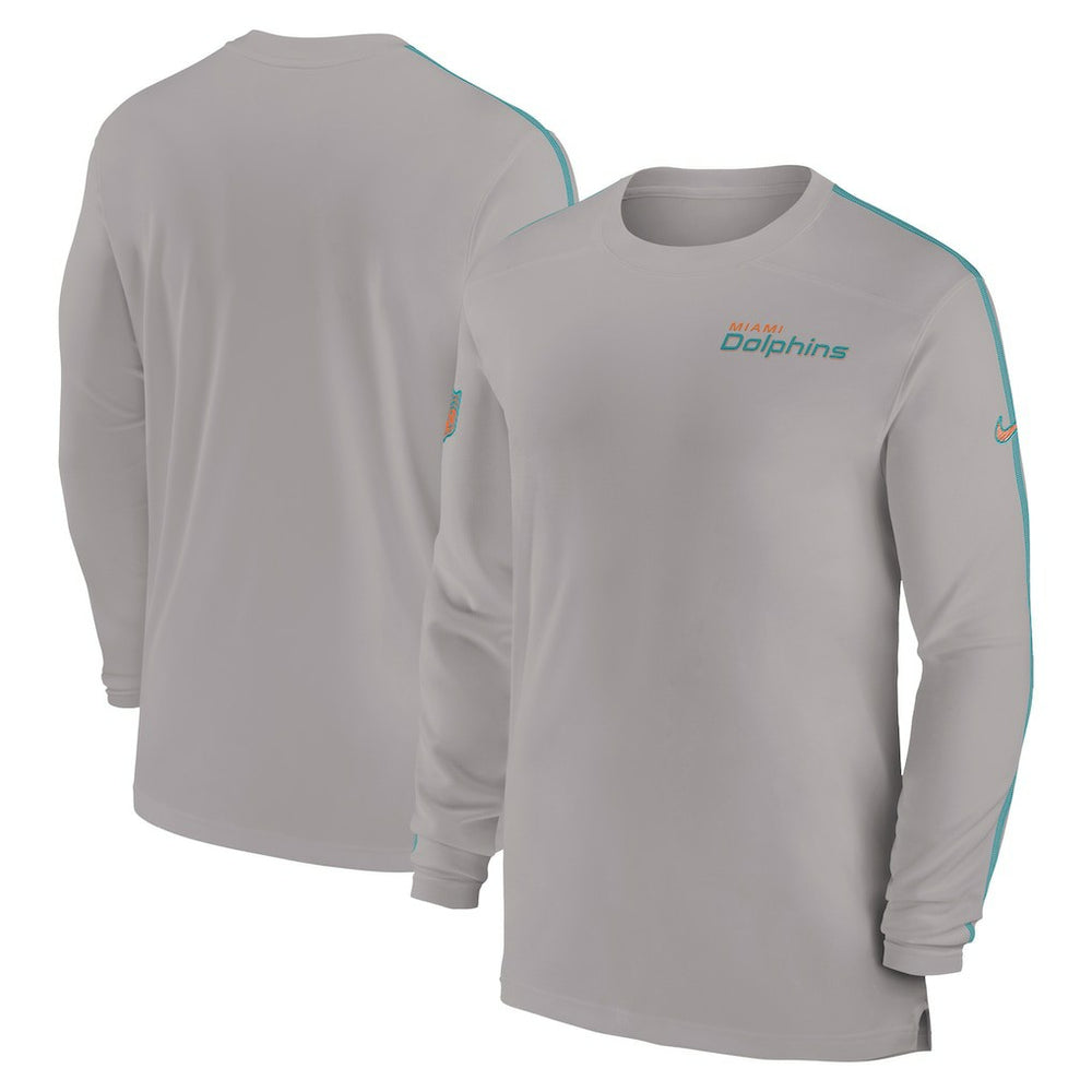 Sideline Coach UV Performance Long Sleeve T-Shirt - Miami Dolphins