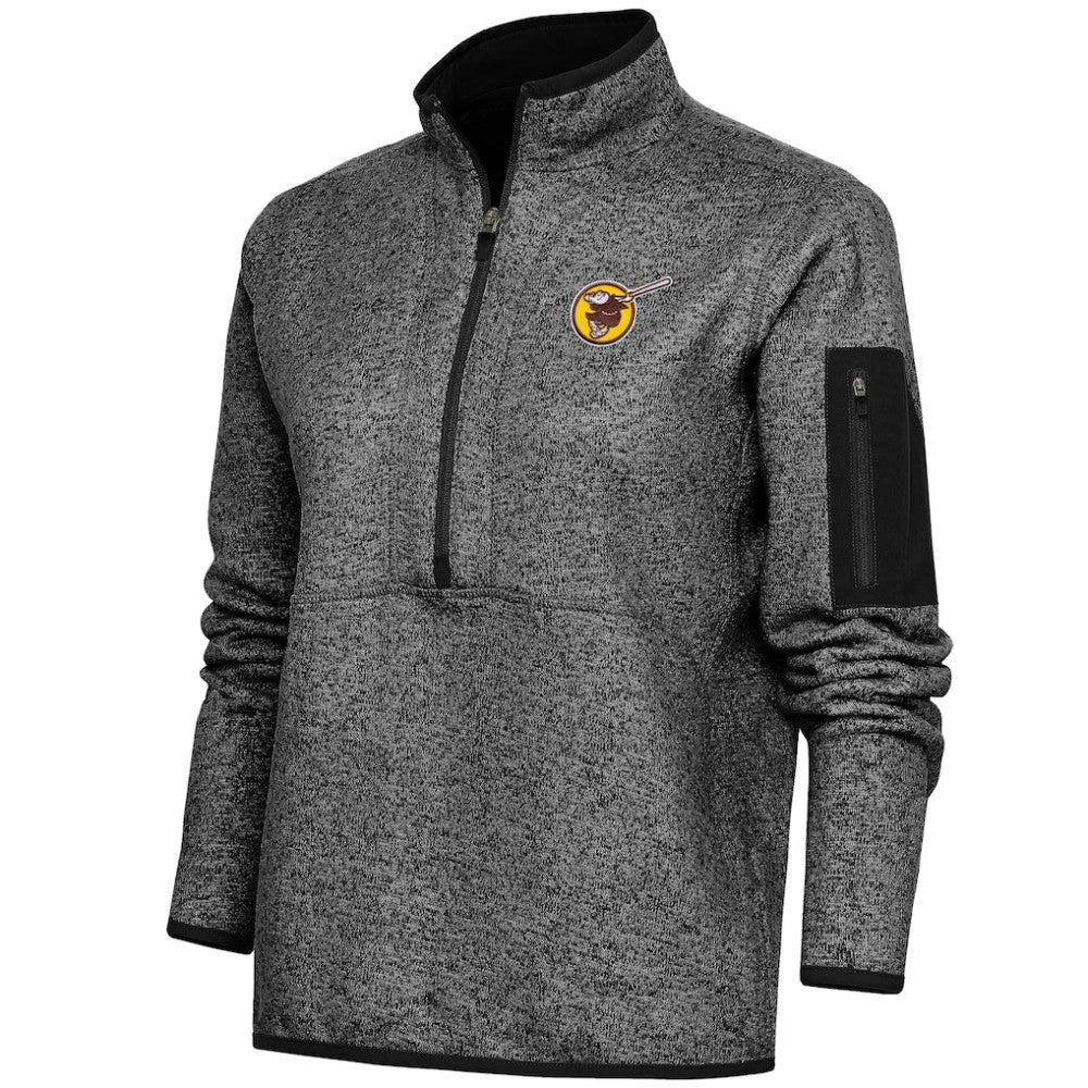 MLB San Diego Padres Antigua Women's Cooperstown Logo Fortune Quarter-Zip Pullover Jacket
