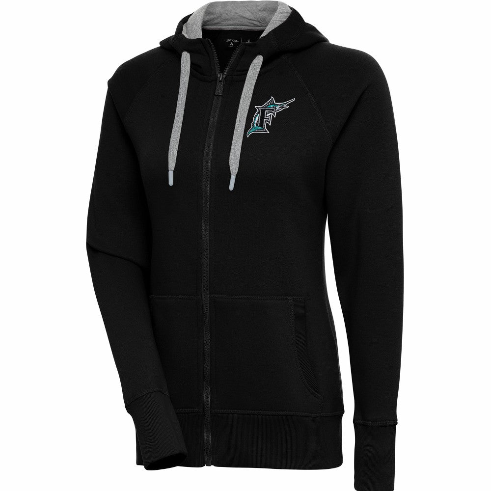 MLB Florida Marlins Antigua Women's Cooperstown Collection Victory Raglan Full-Zip Hoodie