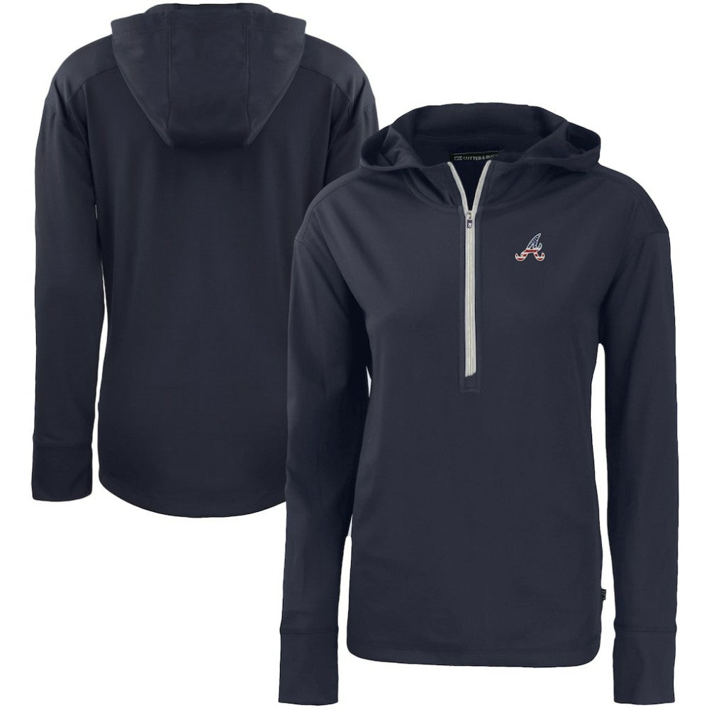 MLB Atlanta Braves Cutter & Buck Women's Daybreak Eco Recycled Half-Zip Hoodie