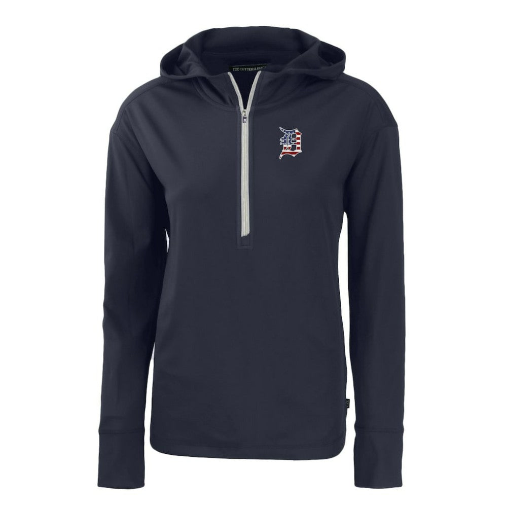 MLB Detroit Tigers Cutter & Buck Women's Daybreak Eco Recycled Half-Zip Hoodie