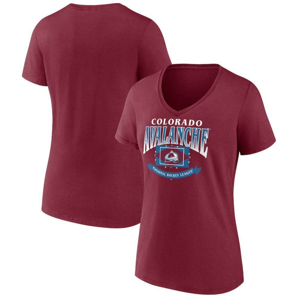 NHL Burgundy Colorado Avalanche Women's Slapshot V-Neck T-Shirt