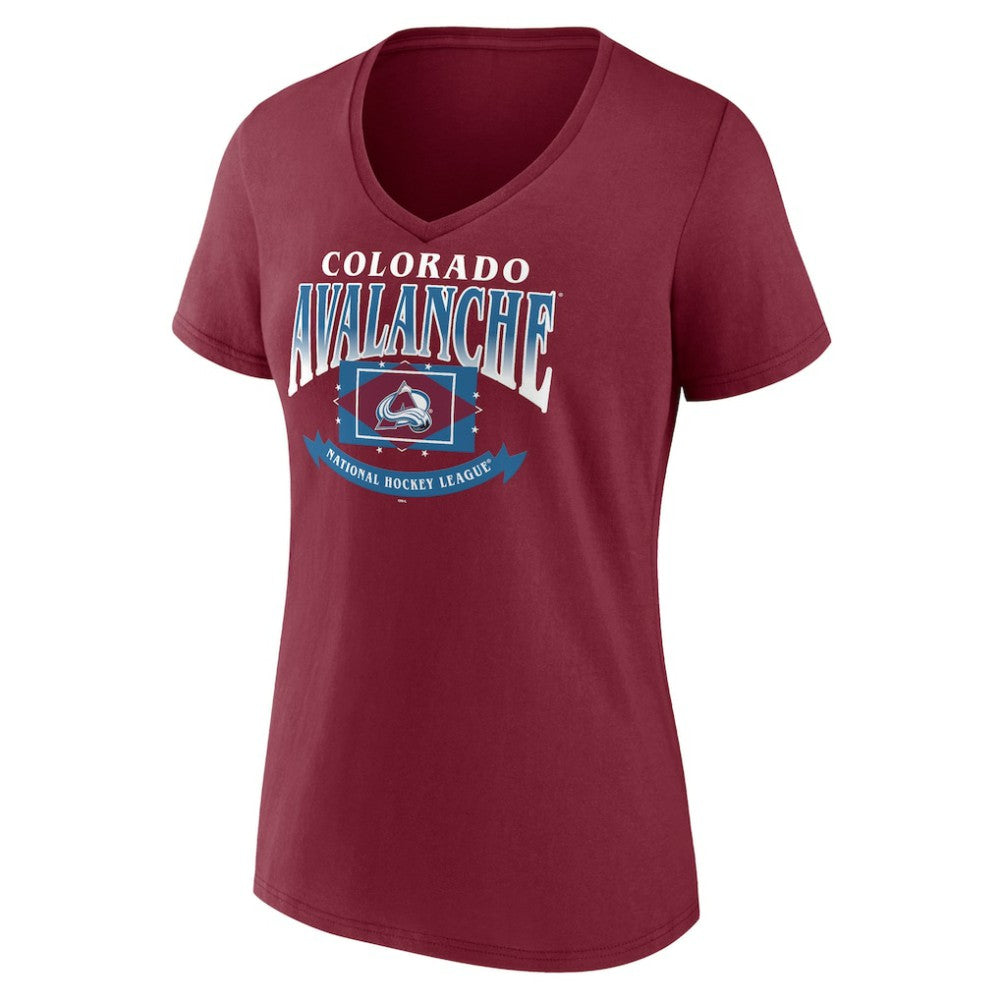NHL Burgundy Colorado Avalanche Women's Slapshot V-Neck T-Shirt