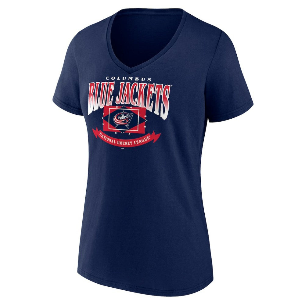 NHL Navy Columbus Blue Jackets Women's Slapshot V-Neck T-Shirt