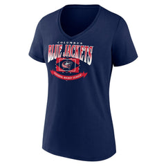 NHL Navy Columbus Blue Jackets Women's Slapshot V-Neck T-Shirt
