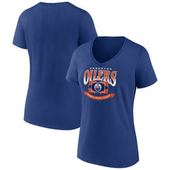 NHL Navy Edmonton Oilers Women's Slapshot V-Neck T-Shirt