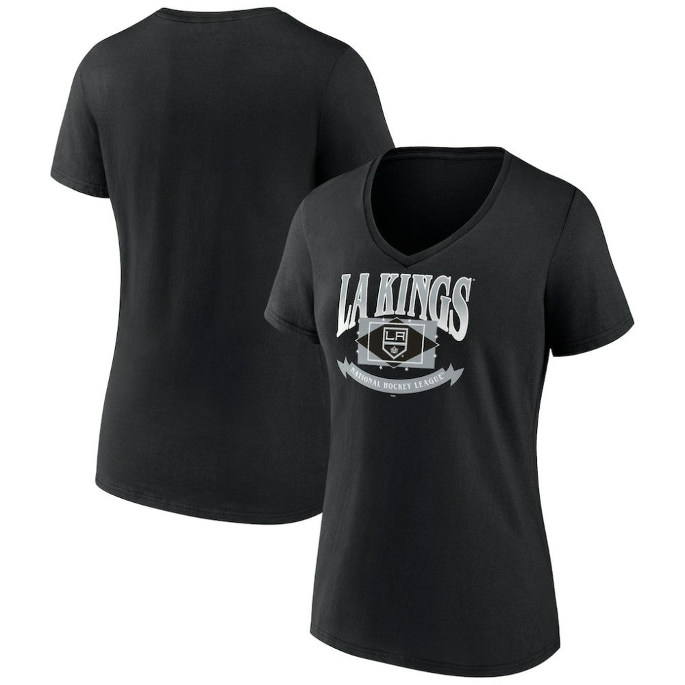 NHL Black Los Angeles Kings Women's Slapshot V-Neck T-Shirt