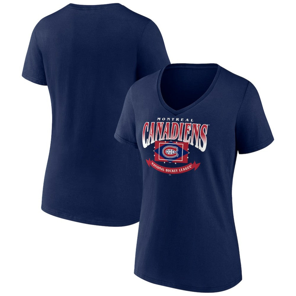 NHL Navy Montreal Canadiens Women's Slapshot V-Neck T-Shirt