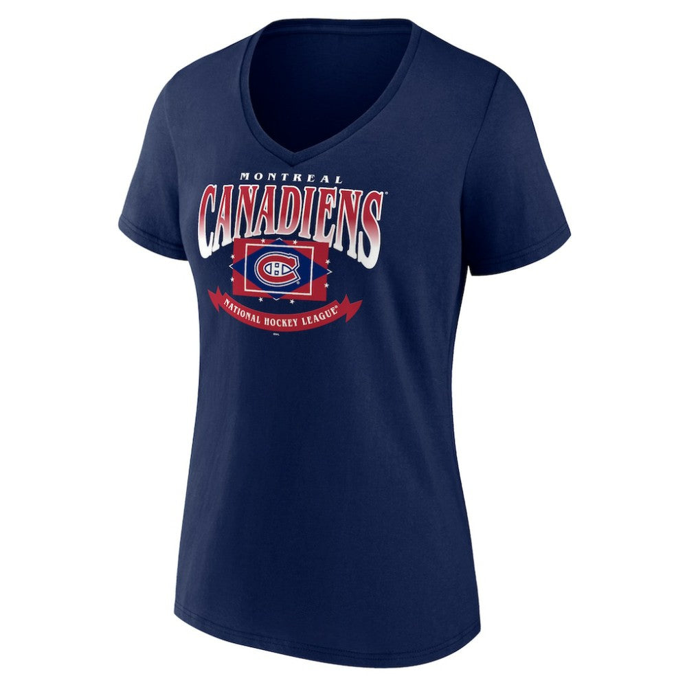 NHL Navy Montreal Canadiens Women's Slapshot V-Neck T-Shirt