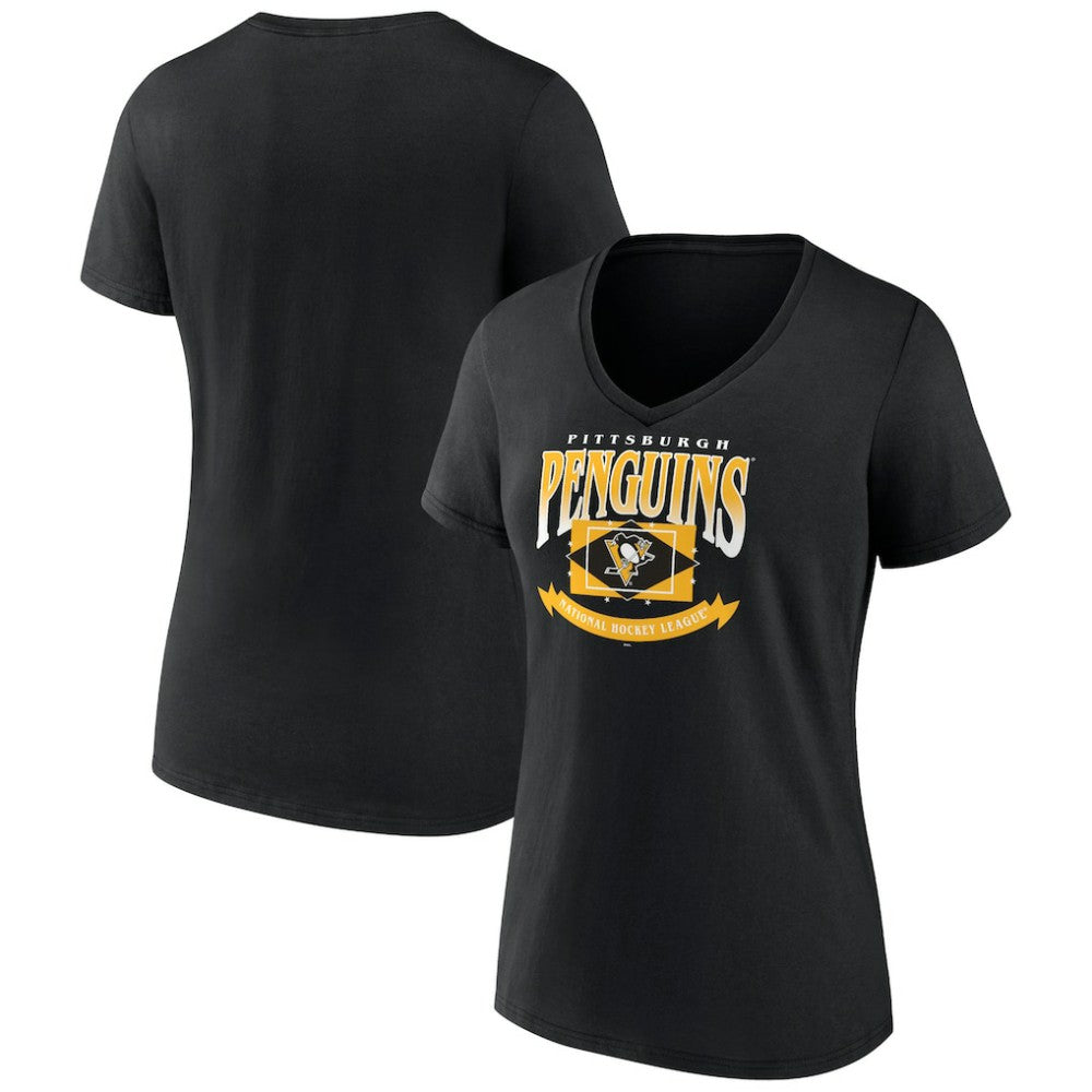NHL Black Pittsburgh Penguins Women's Slapshot V-Neck T-Shirt