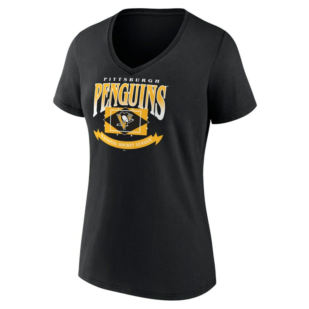 NHL Black Pittsburgh Penguins Women's Slapshot V-Neck T-Shirt