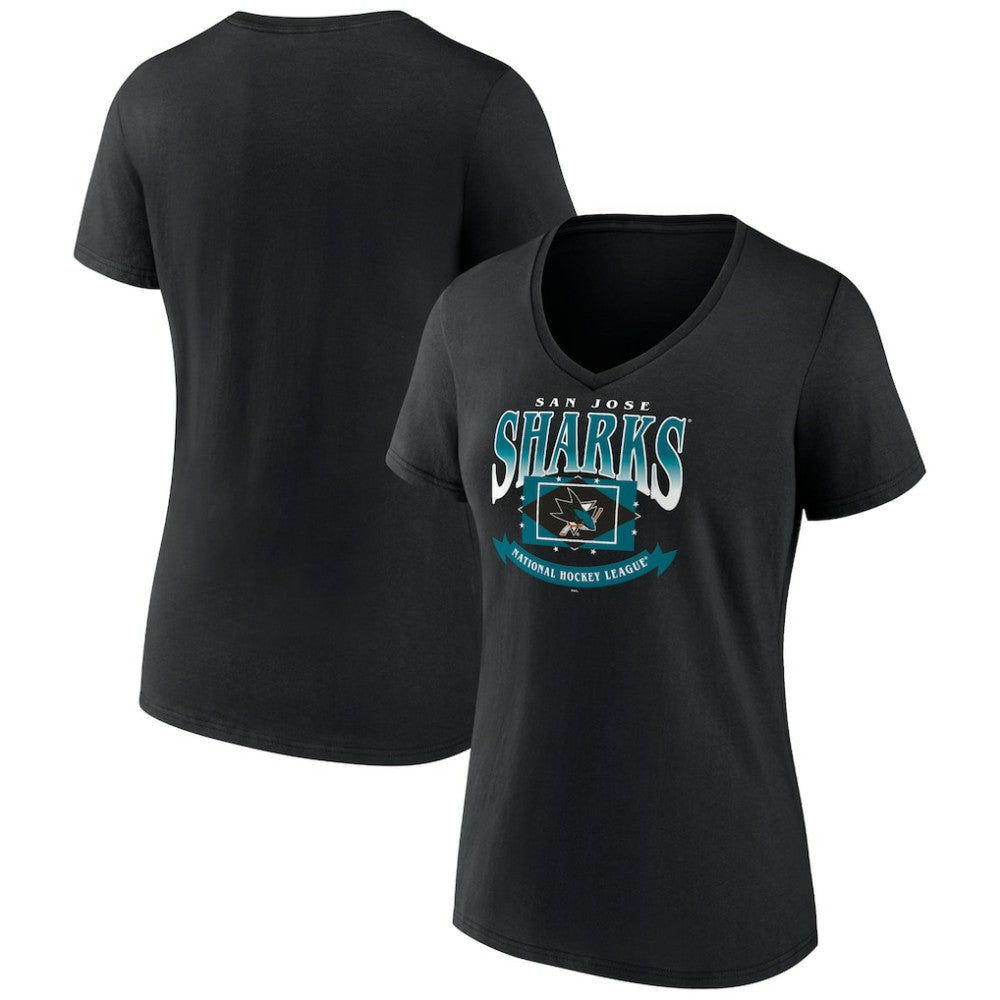 NHL Black San Jose Sharks Women's Slapshot V-Neck T-Shirt