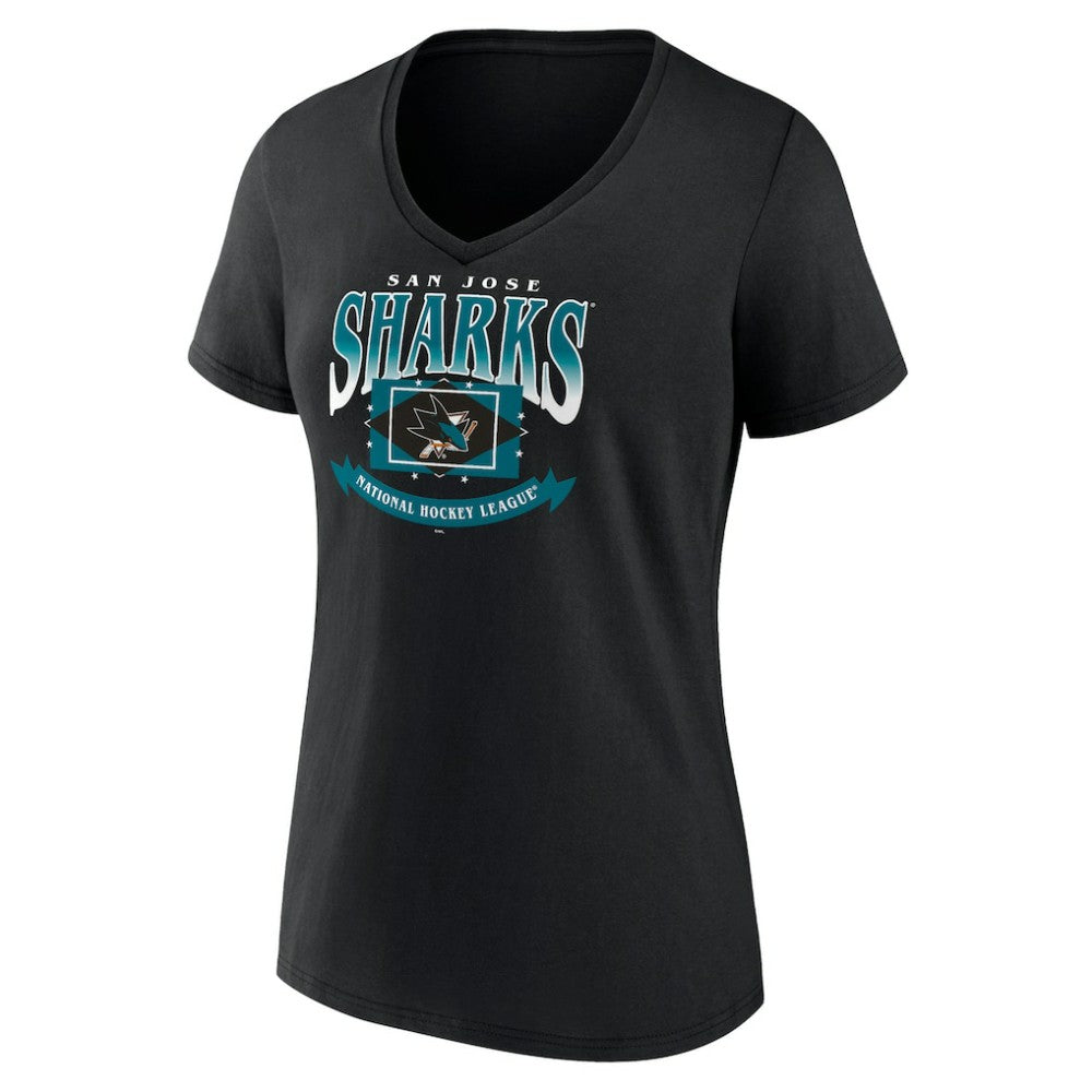 NHL Black San Jose Sharks Women's Slapshot V-Neck T-Shirt