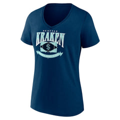 NHL Deep Sea Blue Seattle Kraken Women's Slapshot V-Neck T-Shirt