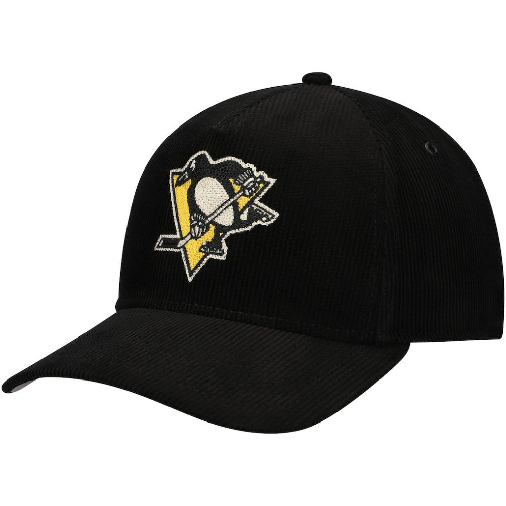 NHL Black Pittsburgh Penguins American Needle Corduroy Chain Stitch Adjustable Hat